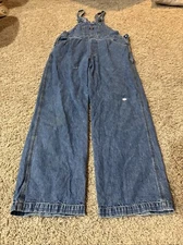 Union Bay Denim Overalls Distressed Blue Jean 100% Cotton 40 X 31 Size M