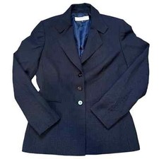 Tahari Arthur S. Levine Womens Navy 3 Button Blazer Size 6