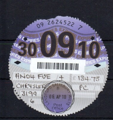GB Road Tax Disc - Sep. 2010 - siehe Kommentare in Beschreibung und unten