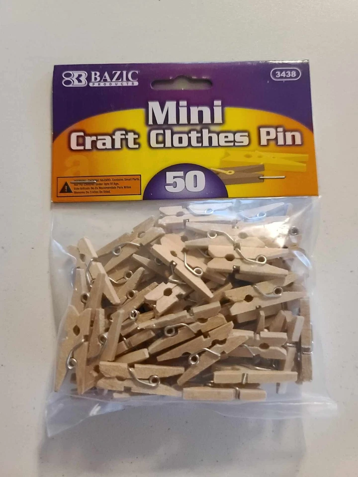 Mini pin de ropa artesanal natural de 1 pulgada 500 piezas Foto 2 de 2