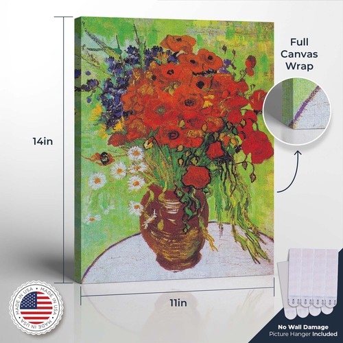 Van Gogh Prints, Red Poppies and Daisies Canvas Print, Famous Paintings Wall Art - Bild 9 von 12