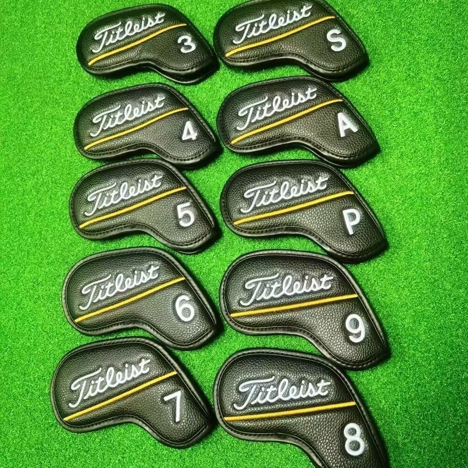 10Pcs Golf Iron Covers Headcover For Titleist Taylormade Classic Yellow-Line - Image 3 of 4