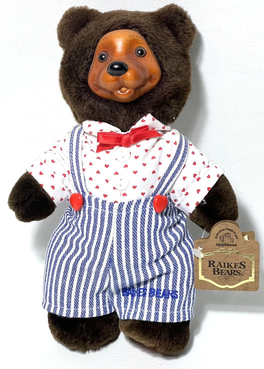 Applause Plush Signed Raikes Bear Johnnie With Tag Wood Face