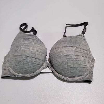 Victoria Secret PINK Women Bra 32C Gray Underwire Lightly Lined Convertible