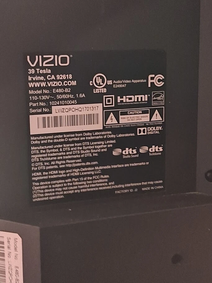 Soporte de TV CUELLO Soporte Base Pedestal Genuino Montaje Vizio E480-B2 Con Tornillos Foto 4 de 4
