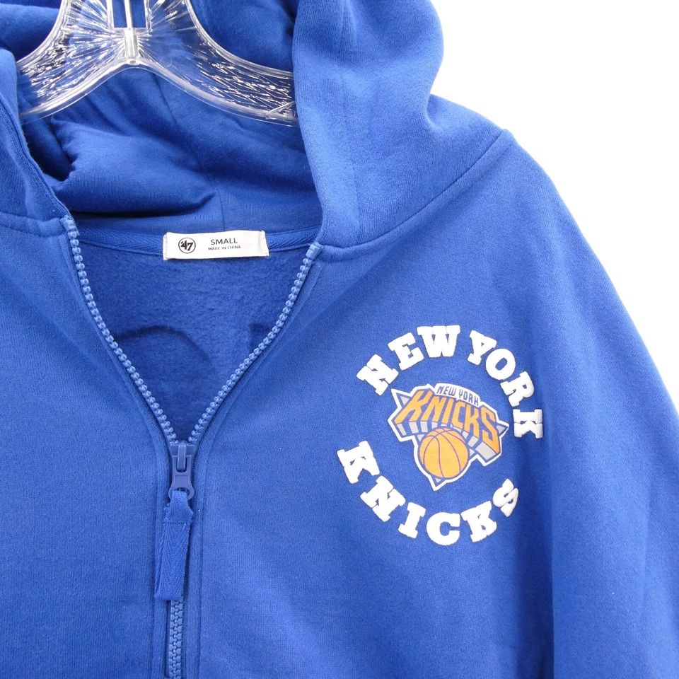 New York Knicks Hoodie Small Womens '47 Brand Basketball 1/4 Zip Sweatshirt Blue - Image 3 of 4
