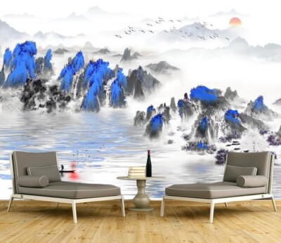 3D Blue Mountain G6690 Wallpaper Wall Murals Removable Self-adhesive Honey