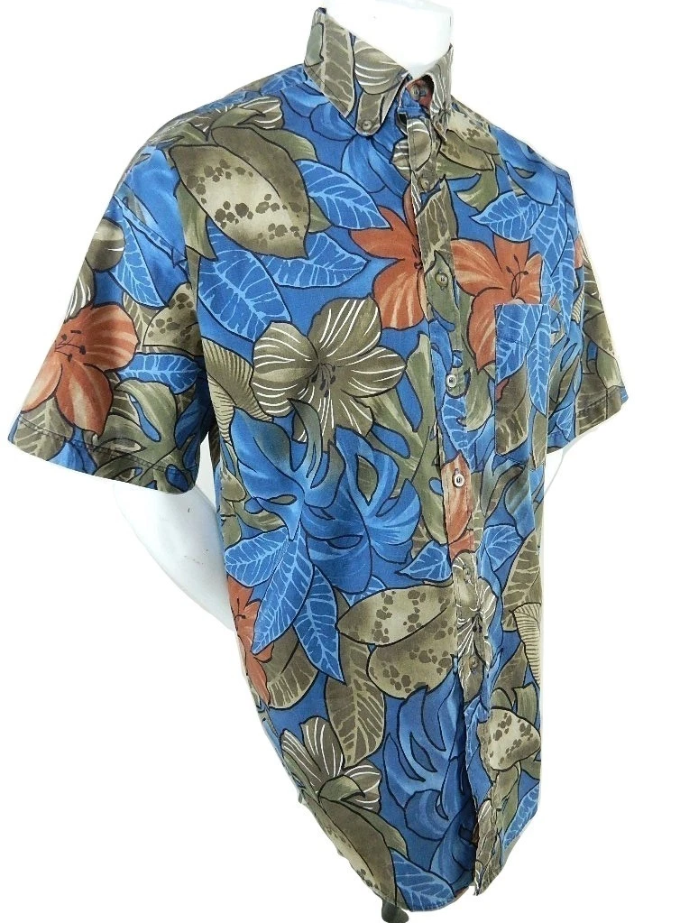 Panhandle Slim Mens Short Sleeve Multi Color Floral Button Front Hawaiian Shirt