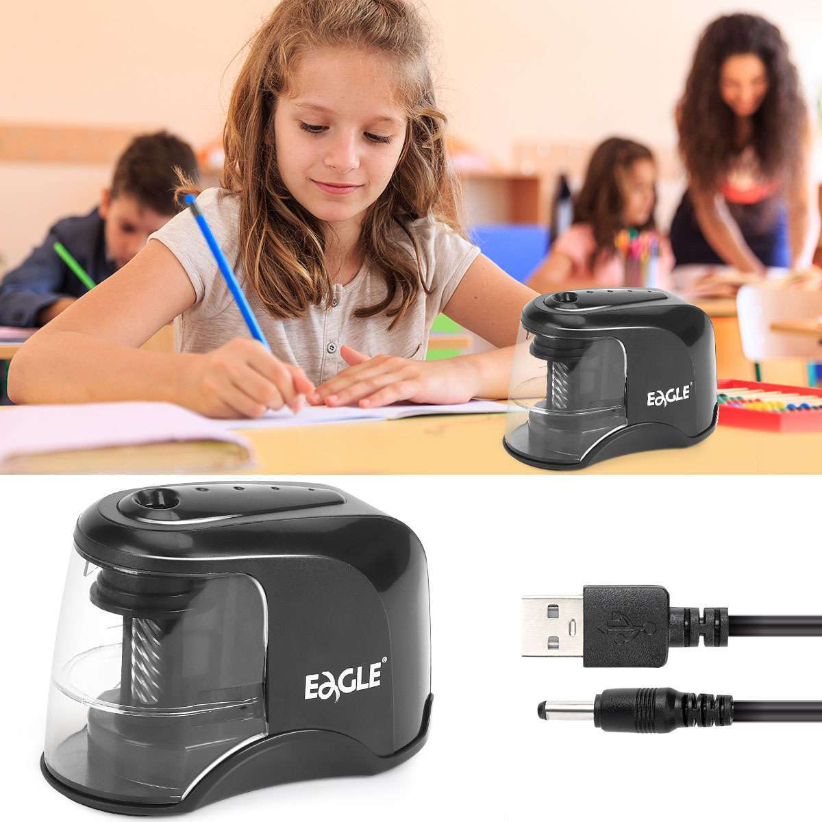 Best Automatic Electric Pencil Sharpener Helical Blade Fast Sharpen Home Office