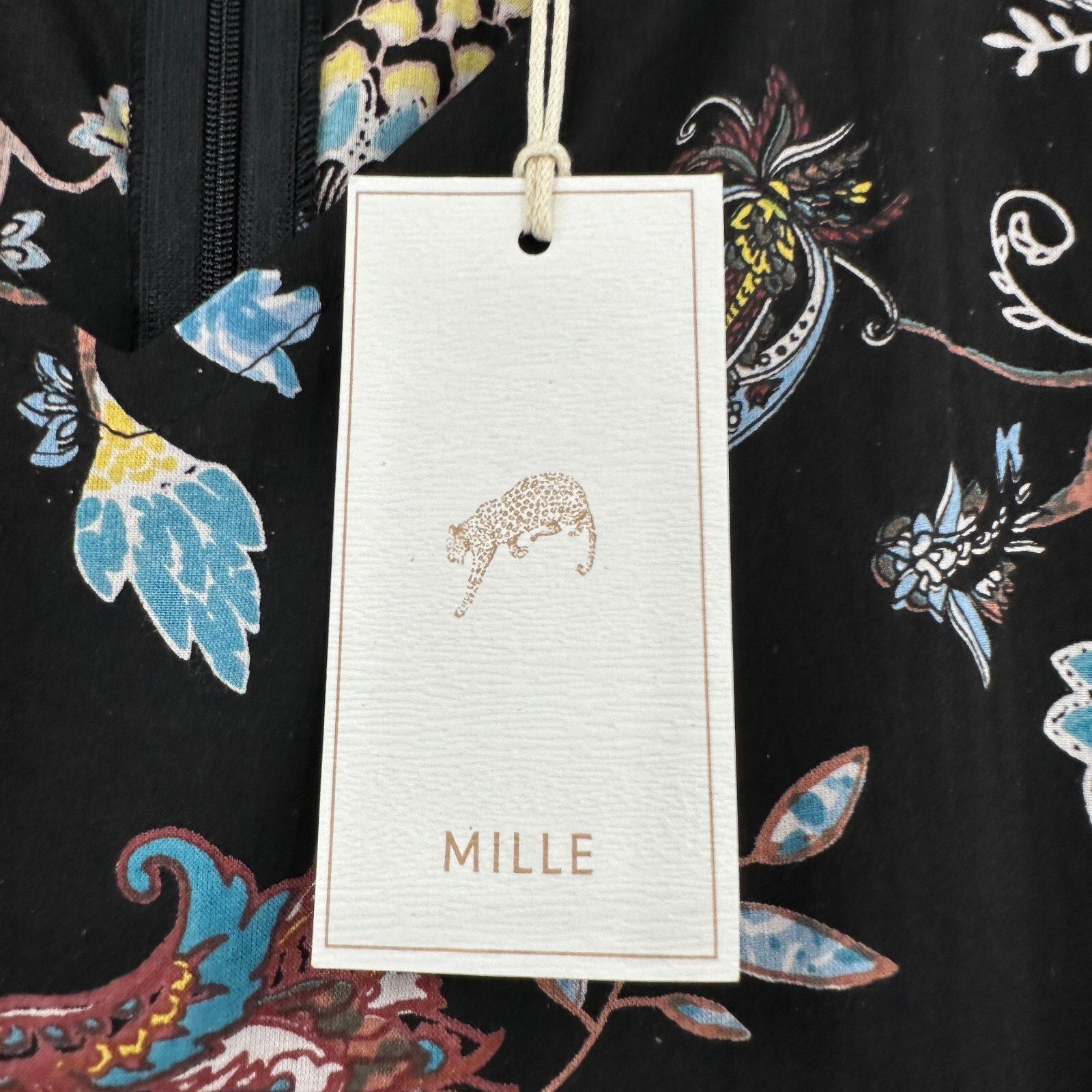 Mille Black Floral St Germain Ellinor Midi Dress sz XXS 2XS NWT Long Sleeve image 8