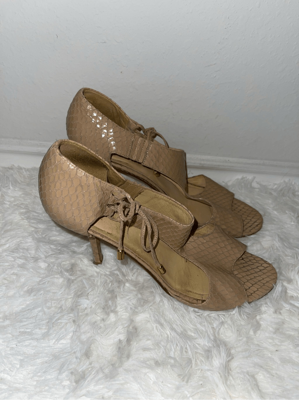 Kate Spade nude colored python heels - image 4