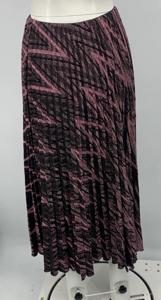 M Missoni Mujer Negro Rosa Brillo Zig Zag Cintura Elástica Plisada Falda Talla S Foto 2 de 4
