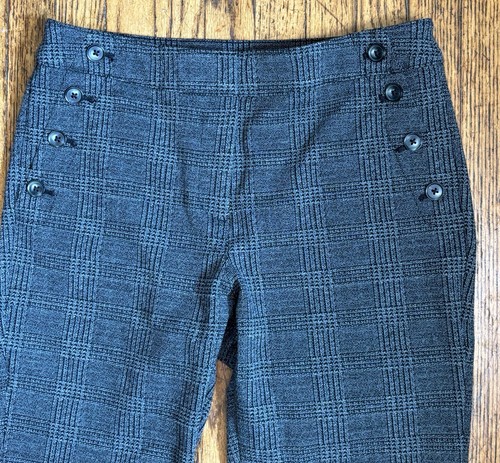 Pantalones Gris Negro a Cuadros Marinero Botón Talla 8 10 Dark Academia Emo Retro - Imagen 2 de 7