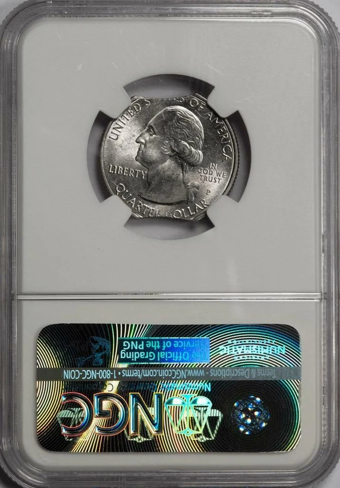 2015 NGC MS62 Large Double Clips Blue Ridge Quarter Mint Error Super Rare Date - Image 4 of 4