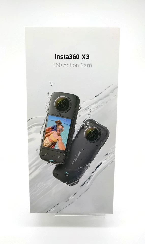 Câmera de ação Insta360 X3 5.7K 360 AI 4K tela sensível ao toque à prova d'água caixa aberta