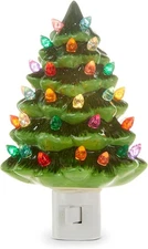 Raz Imports Green Christmas Tree Night Light Vintage Style Ceramic