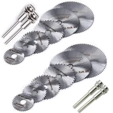 QISF 16Pcs HSS Saw Blades Rotary Tool Circular Blade Set Mandrel - Silver 