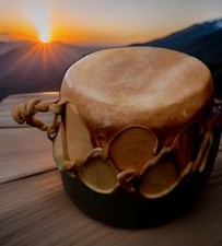Vintage Native American Log Rawhide TAOS DRUM