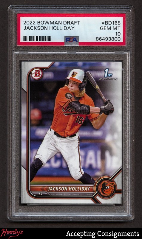 2022 Bowman Draft #BD168 Jackson Holliday ROOKIE 1st ORIOLES PSA 10 GEM MINT