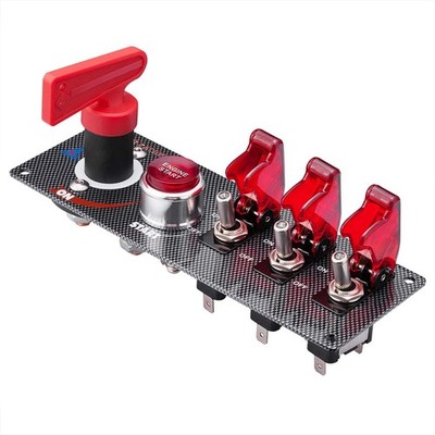 Auto Racing Car Ignition Switch Carbon Fiber Surface Panel 5 in 1 Engine Star...