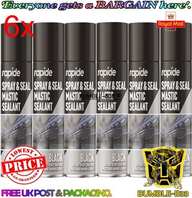 6 x 400ml Spray und Dichtung schwarz Mastix Dichtstoff Spray Dach Rohr Dachrinne Fenster