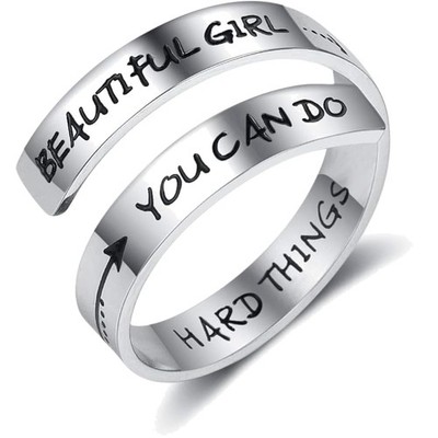Silver Keep Going Ring - Personalized Inspirational Stainless Steel Jewelry Gift