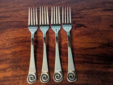 Robert Welch Ammonite Bright Glossy Set of 4 Dinner Forks Stainless Steel China