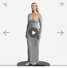 SKIMS Women s Maxi Dress M Gray Scoop Neck Long Sleeve Solid Pullover