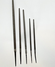 Vintage Lot of 5 Round Metal Files Grobet Bla...