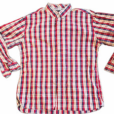 Tommy Hilfiger Classic Fit Red/Blue/White Plaid Cotton Button-Up Shirt XXL