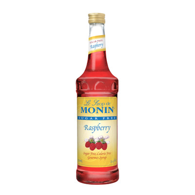 Monin Raspberry Syrup 25.5 Fl Oz Sugar Free for Cocktails and Beverages