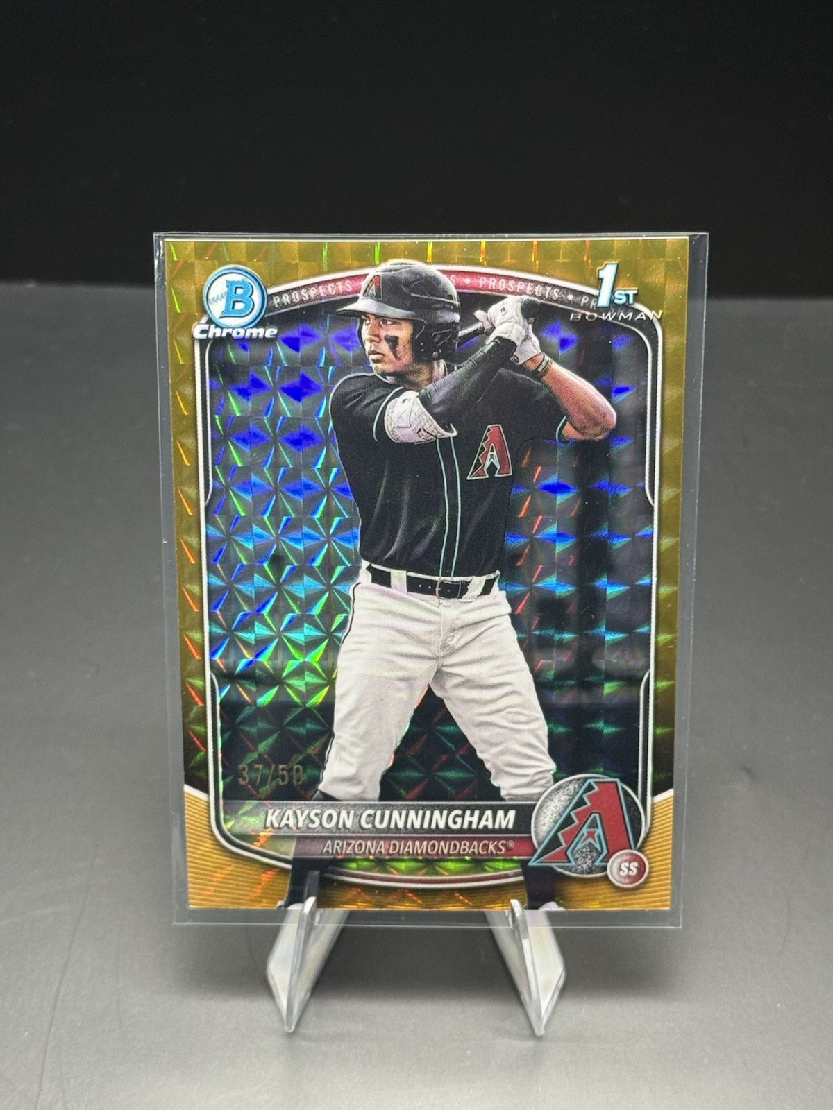 2025 Bowman Draft Chrome Prospects Gold Geometric Kayson Cunningham 1st # /50