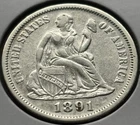 1891-P Seated Liberty Dime - XF Details -