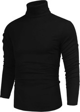 Men's Casual Slim Fit Basic Tops Knitted Lightweight Turtleneck Pullover Sweater