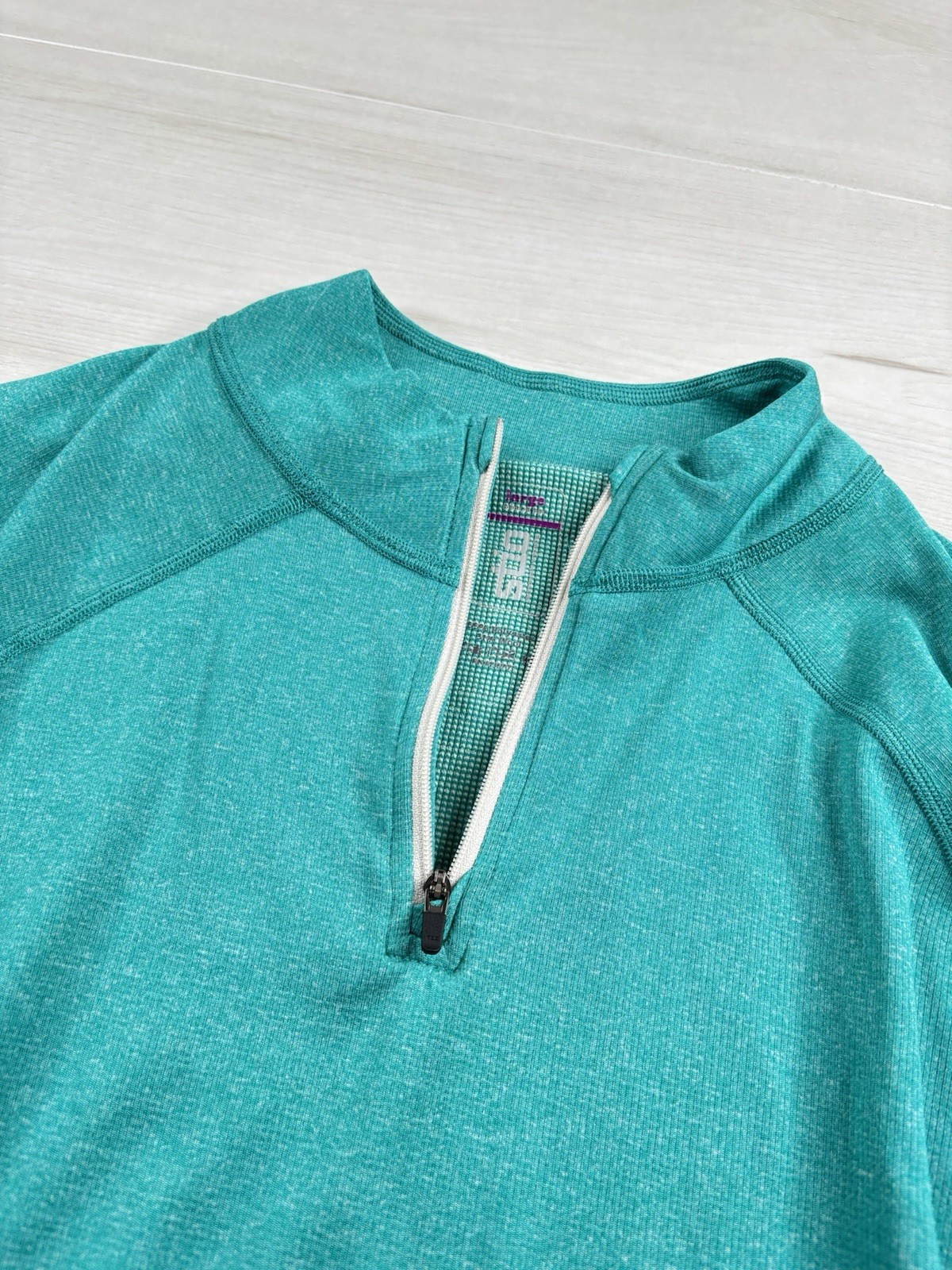 Stio Quarter Zip Base Layer Wool Performance Teal… - image 4