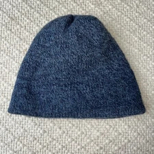 Knit Outerwear Vintage USA Wool blend blue Beanie Hat Cap Knit