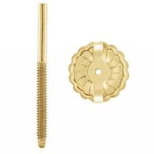 14K Yellow Gold 7.5 mm OD Threaded Earring Post Back Set Large Back Pad Size