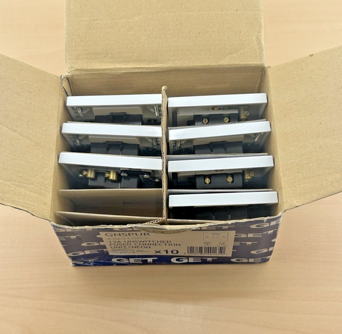 7 x GET GNSPUR 13A Unswitched Fused Connection Unit With Neon - Spur