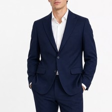 Express Mens Navy Blue Two-Button Tailored Blazer Jacket Size 40R Solid