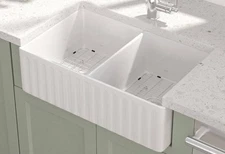 33 Inch White Farmhouse Kitchen Sink Reversible Apron Designs - 33 x 18 x 10