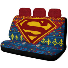 Superman Christmas Theme Print Car Back Seat Cover Set With Foaming