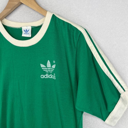 ADIDAS Shirt Mens L Adicolor 3 Stripes Ringer Trefoil Single Stitch Green VTG 80 by Adidas, $58.99 - Photo 6