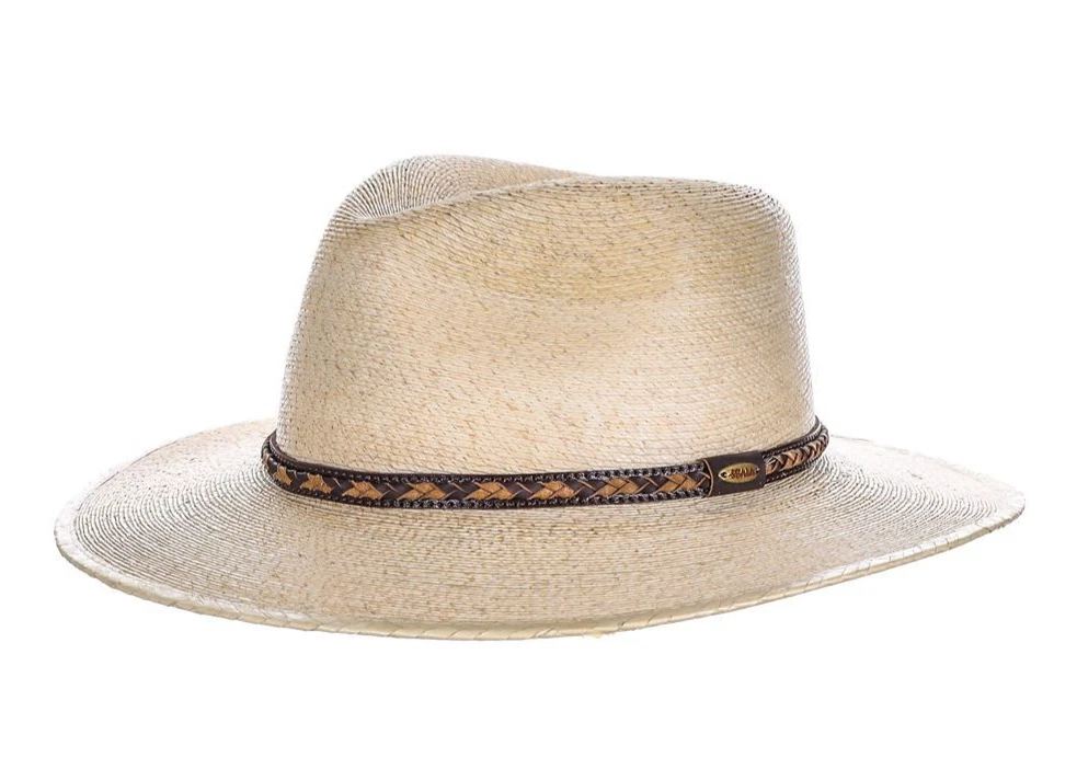 SCALA * MENS OUTBACK FEDORA HAT * L * NEW PANAMA PALM FIBER STRAW SUN SHADY UPF
