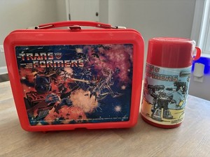 Vintage Aladdin 1984 Transformers Plastic Lunch Box Hasbro G1 w/ Thermos Hasbro