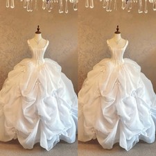 Vintage Wedding Dresses Flower Appliques Ruched Sleeveless Organza Bridal Gowns