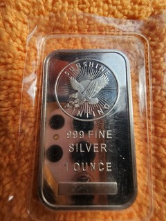 One (1) Troy Oz Sunshine Mint Original Plastic Seal New .999 Fine Silver Bar.