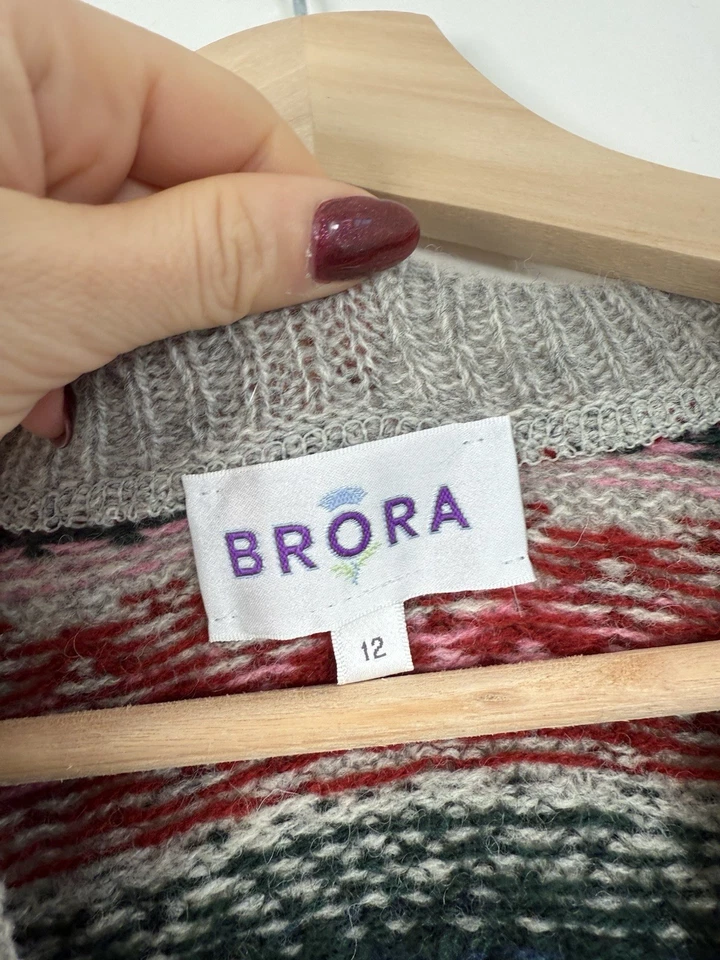 Brora Knitted Vest Size Uk 12 Wool Red Fair Isle Nordic Tank Sleeveless Sweater - Image 4 of 4