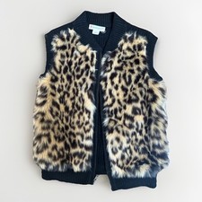 Crewcuts Girls Faux Fur Vest Leopard Size 4 / 5 Animal Print