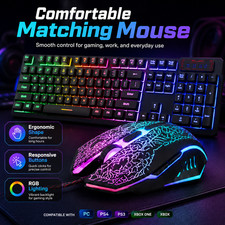 RGB Gaming Keyboard and Mouse Combo Wired USB LED Backlit for PC PS4 Xbox