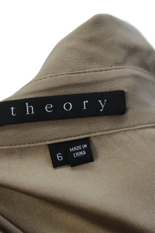 Mameluco Theory Mujer Seda Mangas Largas Botones Mironda Bandit Marrón Talla 6 Foto 4 de 4